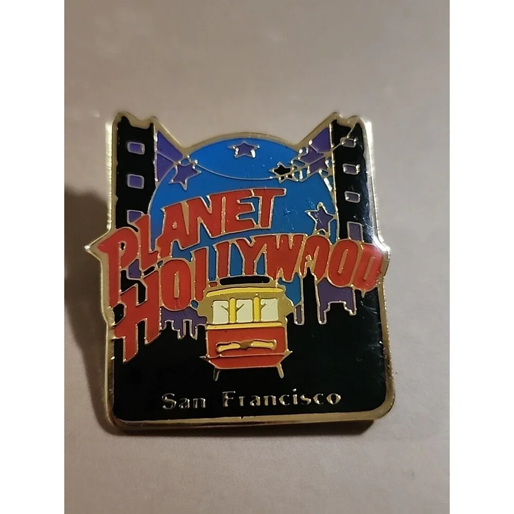 Planet Hollywood SAN FRANCISCO 1990s CABLE CAR Classic Globe R/W/B Logo PIN New